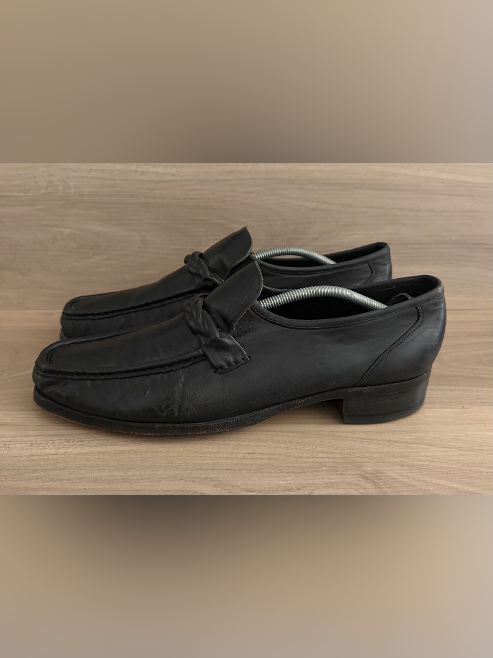 Vintage Florsheim Royal Imperial Loafers Braided Knot Size 10 B Black